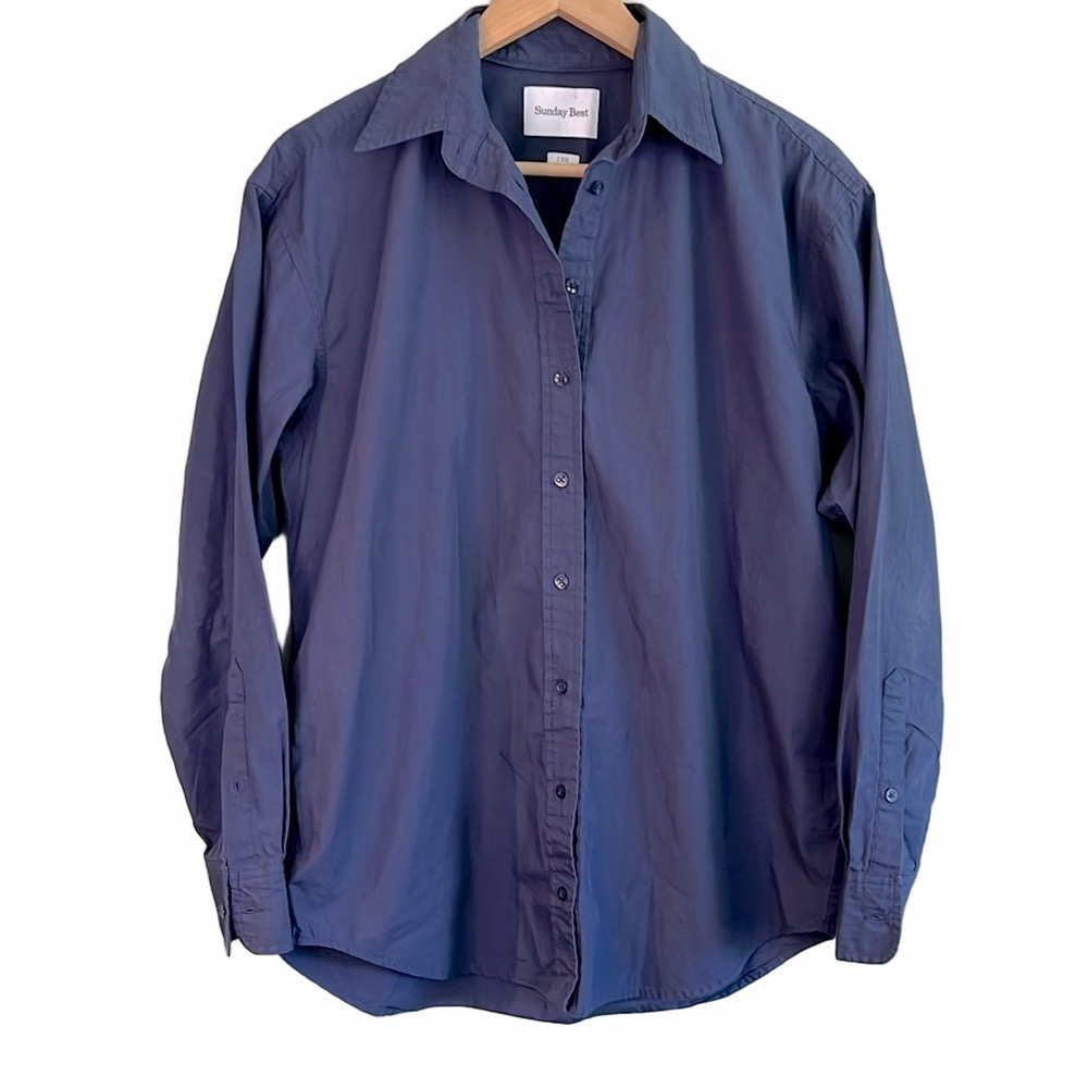Sunday Best ARITZIA Future Shirt Button Down in Blue, Loose Fit Size 2XS